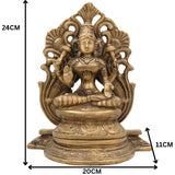 Brass Mahalakshmi Padmasana Idol with Prabhavali – Handcrafted Shree Lakshmi | Kamala Devi | Dhana Lakshmi | Gaja Lakshmi | Ashtalakshmi Statue for Puja, Home & Temple Decor,Gold, 9.5 Inch, 1 Piece