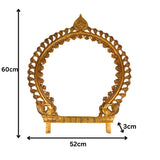 Handcrafted Brass Big Prabhavali, Traditional Temple Arch Frame for Deity, Pooja Room, Wall Hanging & Home Decor | Makara Torana, Tiruvasi, Kirtimukha Design, Gold, 24 Inch, 1 Piece