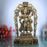 Handcrafted Brass Mahalakshmi Idol with Prabhavali | Shri Lakshmi Devi | Kamala Padmavati Statue for Pooja Room, Home Temple & Vastu Decor