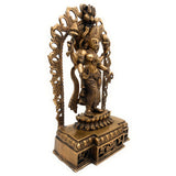 Handcrafted Brass Mahalakshmi Idol with Prabhavali, Shri Lakshmi Devi, Kamala Padmavati Statue for Pooja Room, Home Temple & Vastu Decor,Gold, 17 Inch, 1 Piece