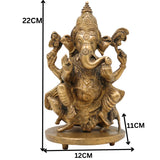 Handcrafted Brass Ganesha Idol | Vinayaka Ganpati Murti in Peetal for Home Temple, Vastu, Pooja Decor & Gifting – Ekadanta, Pillaiyar, Siddhivinayak Statue,Gold, 9 Inch, 1 Piece