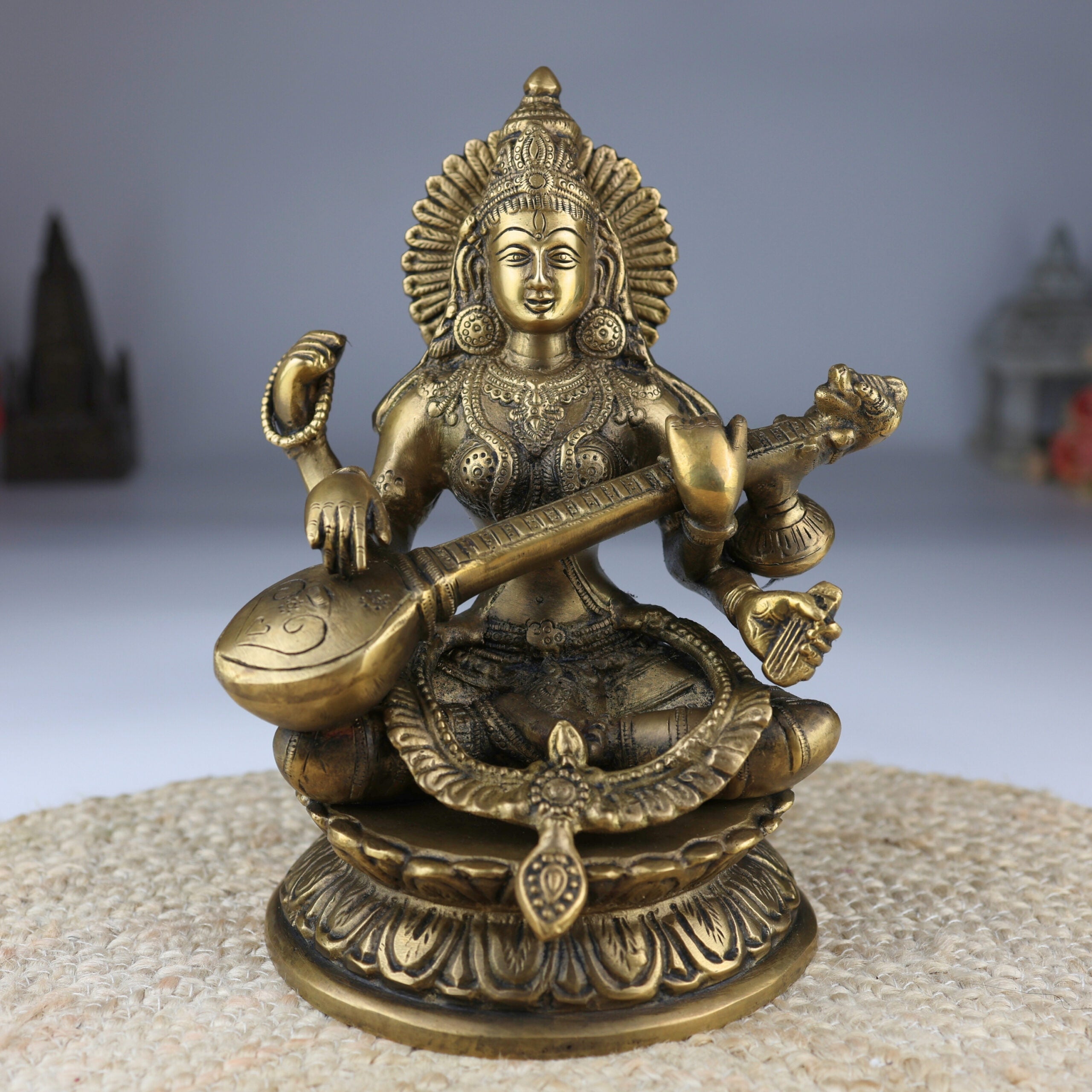 Brass Saraswati Idol