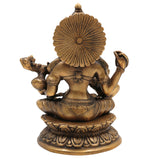 Brass Saraswati Idol | Maa Saraswati Murti | Sharada Statue | Vagdevi Vidya Devi Sculpture | Veena Pustak Dharini Idol | Goddess of Knowledge & WisdomGold, 10 Inch, 1 Piece