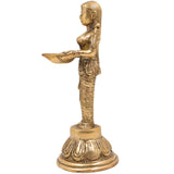 Bhunes Brass Deep Lakshmi, Deep Lady Brass, Lamp Lady, Diya, Lady Standing With Lamps, Deeplakshmi, Deep Laxmi,Gold, 10 Inch, 1 Piece