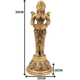 Bhunes Brass Deep Lakshmi, Deep Lady Brass, Lamp Lady, Diya, Lady Standing With Lamps, Deeplakshmi, Deep Laxmi,Gold, 10 Inch, 1 Piece