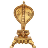 Brass Snake Shaped Pooja Chowki for Shiva Linga & Shaligram, Handmade Naga Singhasan, Peetha, Shinghashan Stand for Temple & Home Mandir, Gold, 7 Inch, 1 Piece
