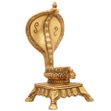 Brass Snake Shaped Pooja Chowki for Shiva Linga & Shaligram, Handmade Naga Singhasan, Peetha, Shinghashan Stand for Temple & Home Mandir, Gold, 7 Inch, 1 Piece