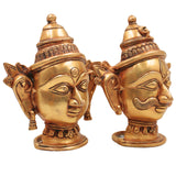 Brass Shiva Parvati Head Murti | Gauri Shankar Face Idol | Tamra Shiv Shakti Statue | Ardhanarishwar Handmade Spiritual Decor,Gold, 7 Inch, 1 Piece