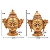 Brass Shiva Parvati Head Murti | Gauri Shankar Face Idol | Tamra Shiv Shakti Statue | Ardhanarishwar Handmade Spiritual Decor,Gold, 7 Inch, 1 Piece