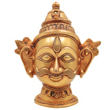 Handmade Brass Shiva Head Idol | Mahadev Murti | Shankara, Bholenath, Neelkanth Sculpture | Home Decor, Puja, Temple Display, Spiritual Gift,Gold, 7 Inch, 1 Piece