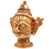Handmade Brass Shiva Head Idol | Mahadev Murti | Shankara, Bholenath, Neelkanth Sculpture | Home Decor, Puja, Temple Display, Spiritual Gift,Gold, 7 Inch, 1 Piece