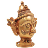 Handmade Brass Shiva Head Idol | Mahadev Murti | Shankara, Bholenath, Neelkanth Sculpture | Home Decor, Puja, Temple Display, Spiritual Gift,Gold, 7 Inch, 1 Piece