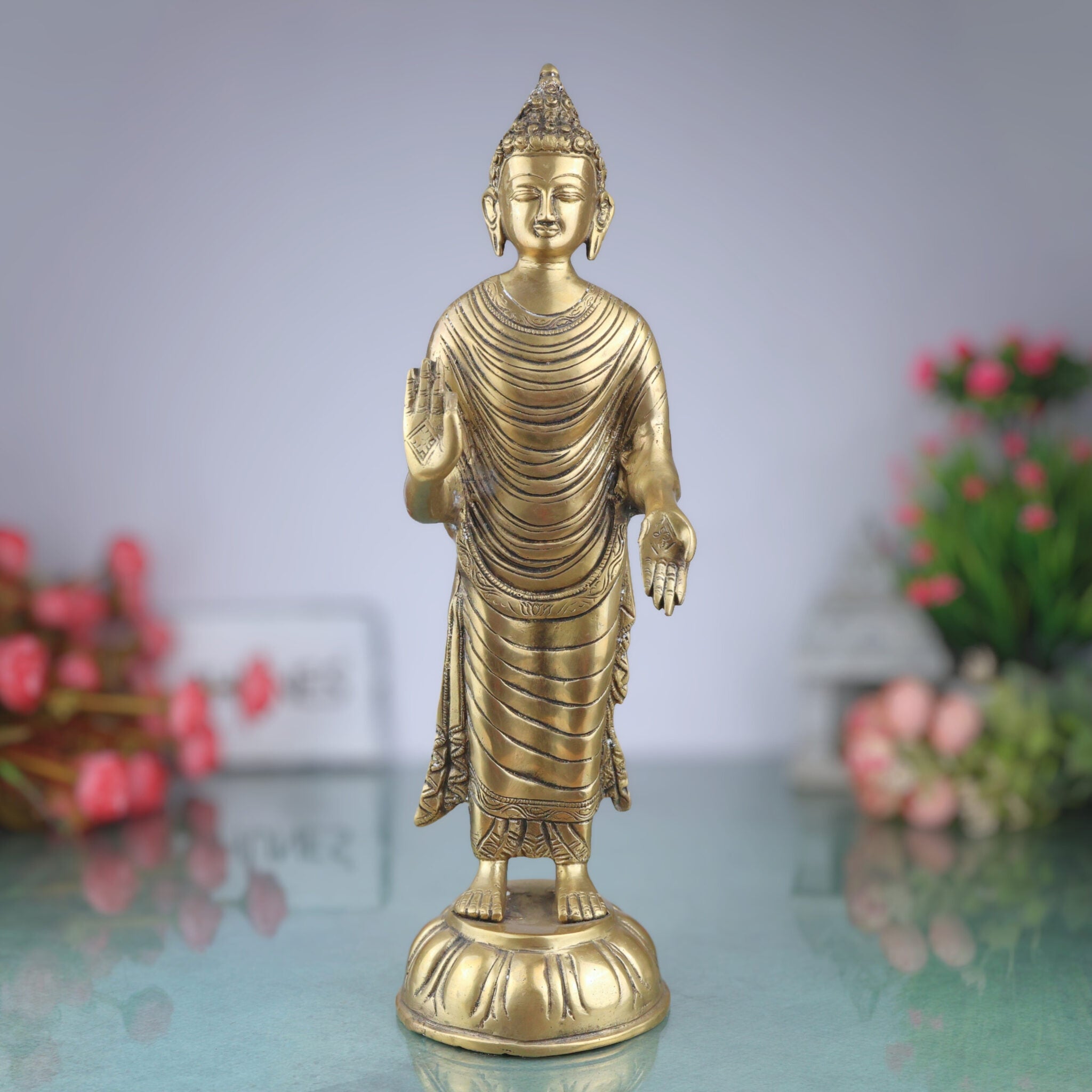 Brass Lord Buddha Idol | Gautama Buddha Murti | Meditating Dhyana Buddha Statue for Home Decor, Pooja, Vastu & Gifts