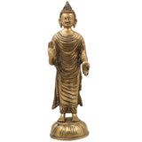 Brass Lord Buddha Idol | Gautama Buddha Murti | Meditating Dhyana Buddha Statue for Home Decor, Pooja, Vastu & Gifts,Gold, 16.5 Inch, 1 Piece