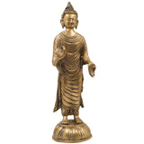 Brass Lord Buddha Idol | Gautama Buddha Murti | Meditating Dhyana Buddha Statue for Home Decor, Pooja, Vastu & Gifts,Gold, 16.5 Inch, 1 Piece