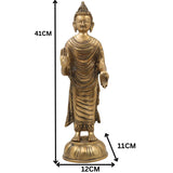 Brass Lord Buddha Idol | Gautama Buddha Murti | Meditating Dhyana Buddha Statue for Home Decor, Pooja, Vastu & Gifts,Gold, 16.5 Inch, 1 Piece