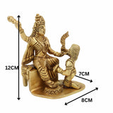 Brass Bagalamukhi Mata Idol, Pitambari Brass Statue, Divine Baglamukhi Devi Figurine for Pooja and Home Decor, Gold, 5 Inch, 1 Piece