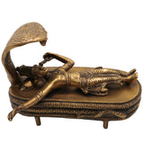 Brass Vishnu Idol Sleeping on Sheshnag | Narayana Murti | Balaji Pooja Statue | Govinda Vigraha | Padmanabha Home Decor & Spiritual Gift,Gold, 5.5 Inch, 1 Piece