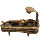 Brass Vishnu Idol Sleeping on Sheshnag | Narayana Murti | Balaji Pooja Statue | Govinda Vigraha | Padmanabha Home Decor & Spiritual Gift,Gold, 5.5 Inch, 1 Piece