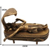 Brass Vishnu Idol Sleeping on Sheshnag | Narayana Murti | Balaji Pooja Statue | Govinda Vigraha | Padmanabha Home Decor & Spiritual Gift,Gold, 5.5 Inch, 1 Piece