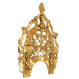 Brass Hand Craved Prabhavali Frame Arch Wall Hanging Prabhawal With Birds And Flowers,Gold, 14 Inch, 1 Piece