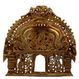 Bhunes Handcrafted Brass Prabhavali Arch Frame for Idols – Traditional Temple Backdrop, Wall Hanging, Decorative Aura Halo, Mandir Pooja Decor, Gold, 8 Inch, 1 Piece