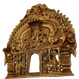 Bhunes Handcrafted Brass Prabhavali Arch Frame for Idols – Traditional Temple Backdrop, Wall Hanging, Decorative Aura Halo, Mandir Pooja Decor, Gold, 8 Inch, 1 Piece