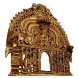Bhunes Handcrafted Brass Prabhavali Arch Frame for Idols – Traditional Temple Backdrop, Wall Hanging, Decorative Aura Halo, Mandir Pooja Decor, Gold, 8 Inch, 1 Piece