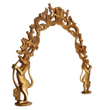 Traditional Brass Prabhavali for Home Temple Wall Decor with Yali Lions | Deity Arch Frame | Makara Torana | Tiruvasi | Pooja Backdrop Aura for Idols, Gold, 15 Inch, 1 Piece