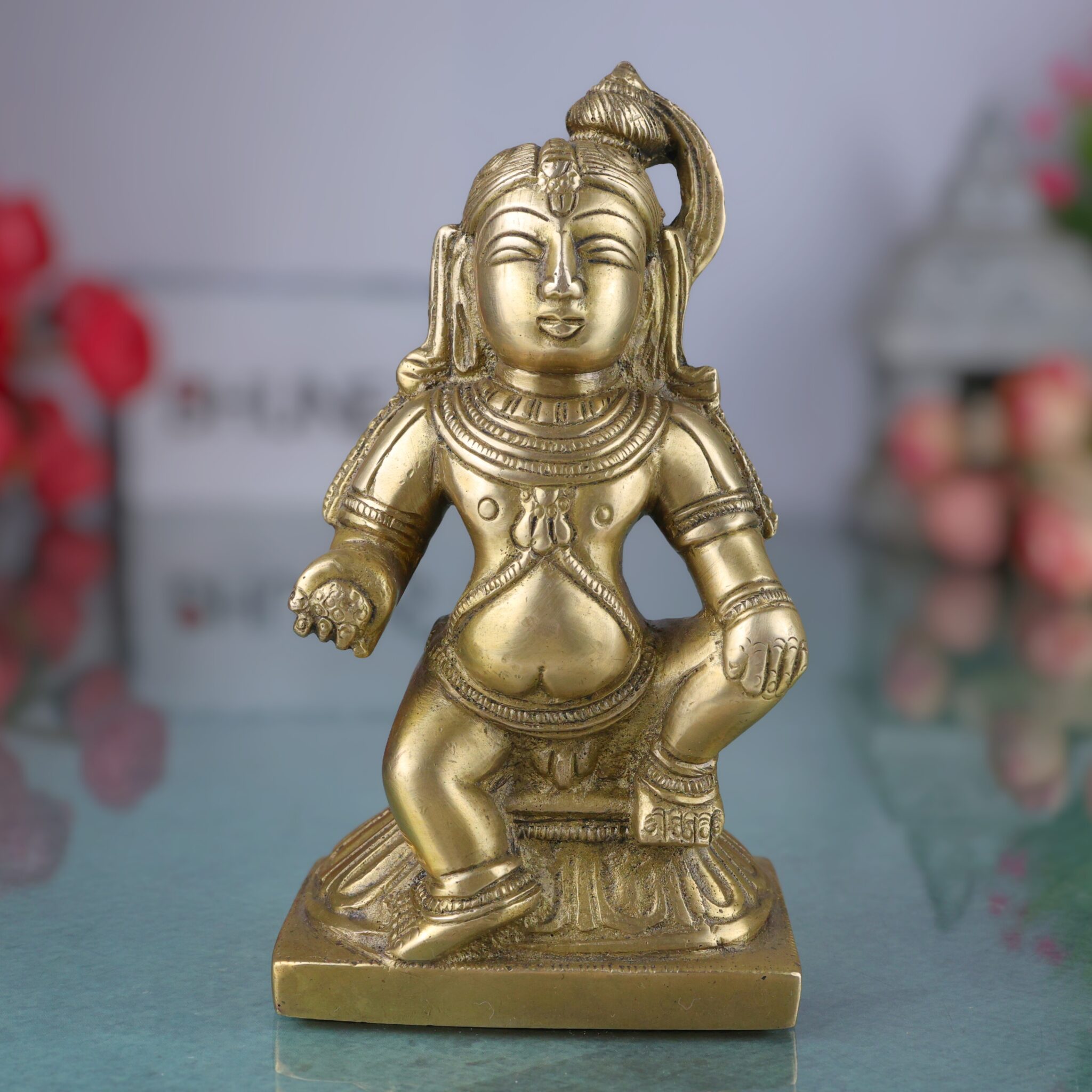 Brass Bal Gopal Krishna Idol | Laddu Gopal Murti | Makhan Chor Navneet Chora Statue | Handcrafted Pital Kanha Sculpture for Pooja, Home Decor & Gifting