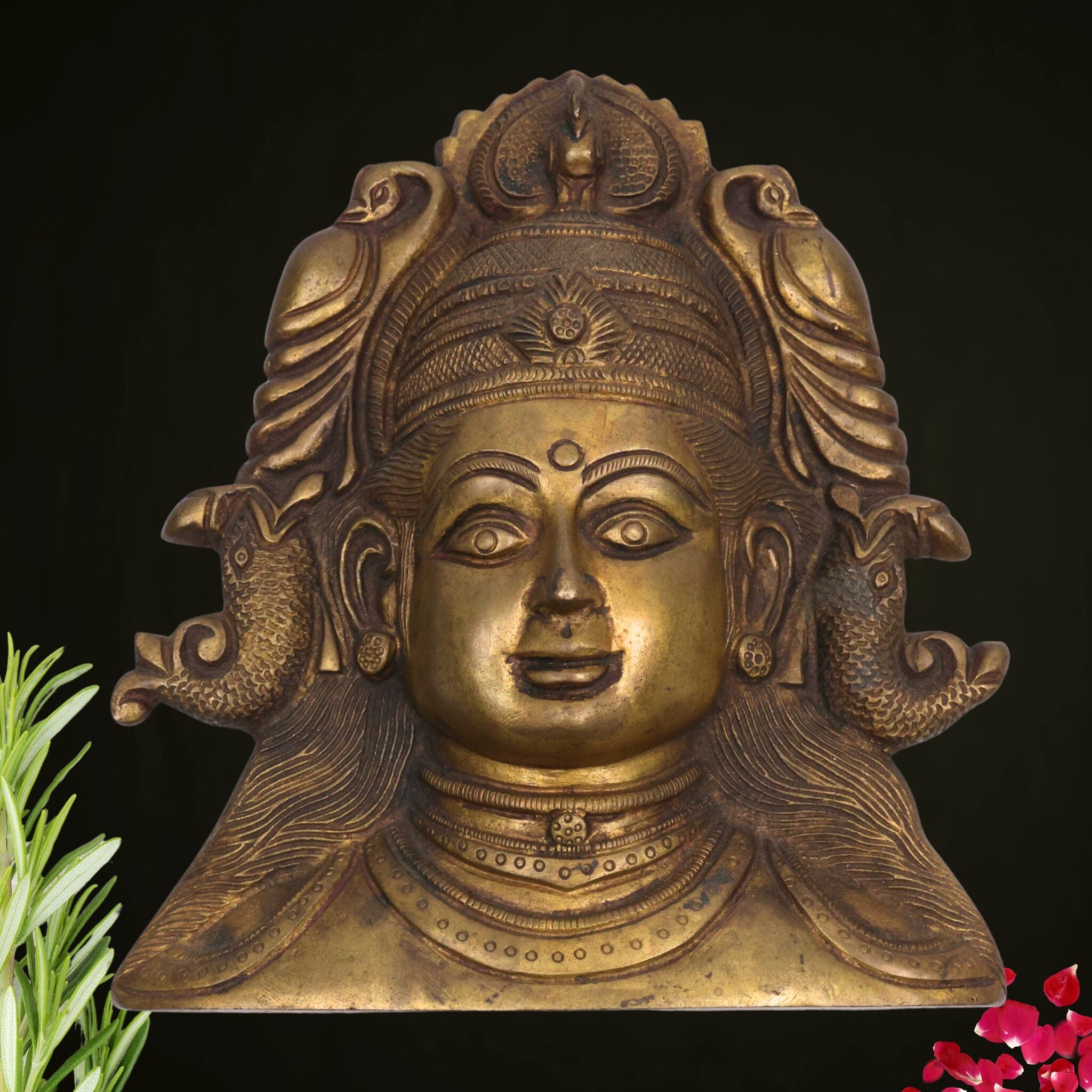 Brass Parvati Head Idol – Gauri Uma Shakti Mahadevi Murti for Pooja