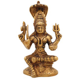 Brass Mariamman Idol, Mariyamma Devi Vigraham, Muthu Mariamman Murti, Samayapuram Amman Statue, Peetal Hindu Goddess Decor, Gold, 6 Inch, 1 Piece