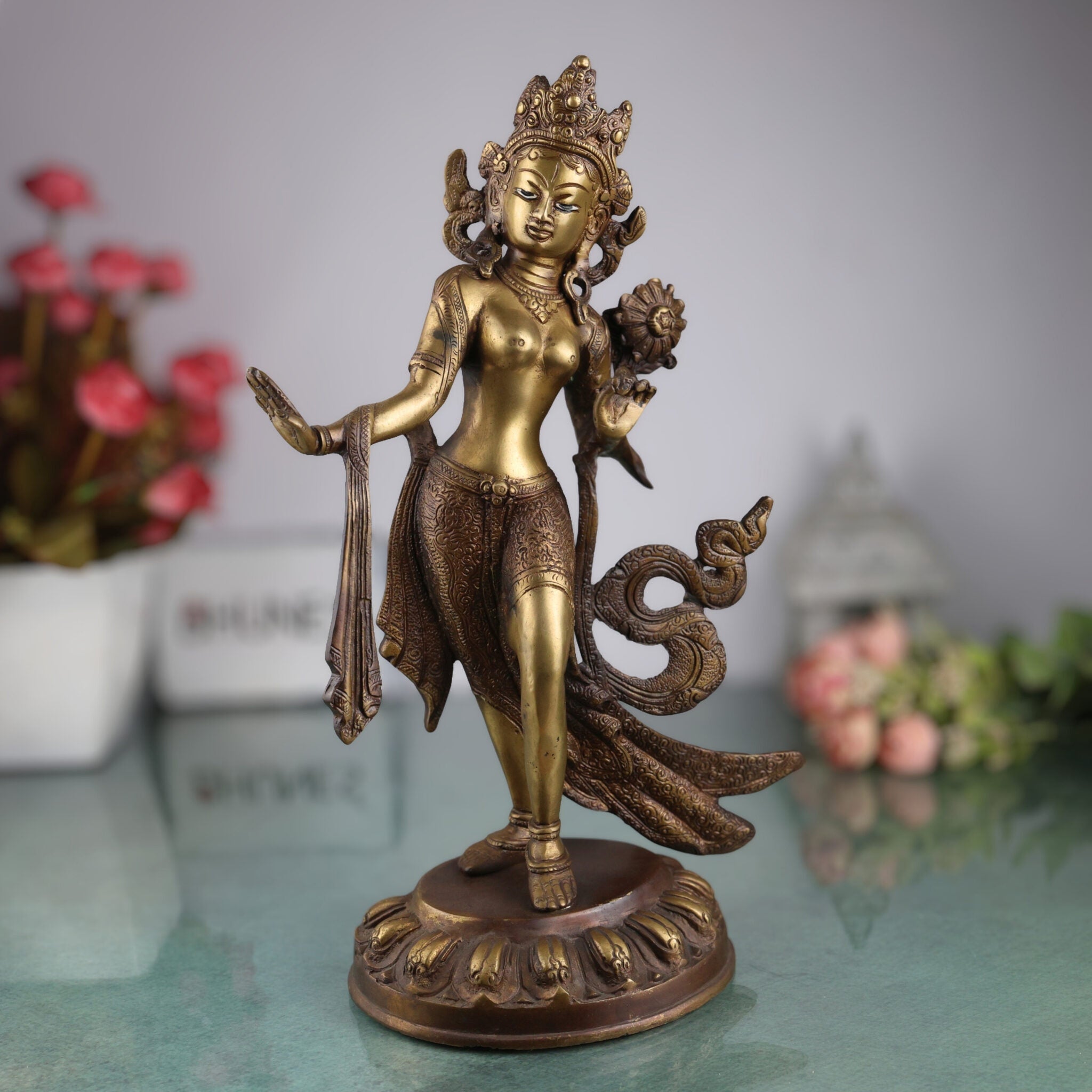 brass, decor, decoratives, figurine, gift, gifting, gifts, goddess, Green Tara brass idol, Green Tara brass moorthi, Green Tara brass murti, Green Tara brass pratima, Green Tara brass sculpture, Green Tara brass statue, Green Tara brass vigraha, Green Tara deity brass, hitale, hittale, home, idol, idols, item, maa, peetal, pital, pittal, pittalai, pooja, product, sculpture, showpeice, silai, tara, Tara Devi brass idol, Tara Maa brass murti, Tara Maa brass statue, Tara Maa brass vigraha, taramma, Tibetan Bud