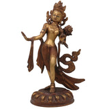 Handcrafted Brass Tibetan Tara Maa Idol | Green Tara | White Tara | Tara Devi Mata Murti Vigraha Moorti Sculpture for Pooja, Home Temple & Gifts, Gold, 15 Inch, 1 Piece