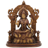 Brass Mahalakshmi Idol with Prabhavali – Shree Kamala Devi Lakshmi Statue for Pooja Room, Home Temple, Dhana Lakshmi Murti, Ashta Lakshmi Sculpture, Gold, 9.5 Inch, 1 Piece