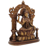 Brass Mahalakshmi Idol with Prabhavali – Shree Kamala Devi Lakshmi Statue for Pooja Room, Home Temple, Dhana Lakshmi Murti, Ashta Lakshmi Sculpture, Gold, 9.5 Inch, 1 Piece