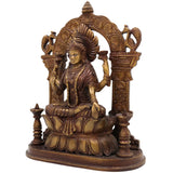 Brass Mahalakshmi Idol with Prabhavali – Shree Kamala Devi Lakshmi Statue for Pooja Room, Home Temple, Dhana Lakshmi Murti, Ashta Lakshmi Sculpture, Gold, 9.5 Inch, 1 Piece