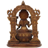Brass Mahalakshmi Idol with Prabhavali – Shree Kamala Devi Lakshmi Statue for Pooja Room, Home Temple, Dhana Lakshmi Murti, Ashta Lakshmi Sculpture, Gold, 9.5 Inch, 1 Piece