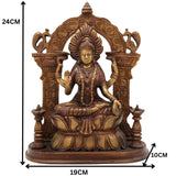 Brass Mahalakshmi Idol with Prabhavali – Shree Kamala Devi Lakshmi Statue for Pooja Room, Home Temple, Dhana Lakshmi Murti, Ashta Lakshmi Sculpture, Gold, 9.5 Inch, 1 Piece