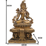 Brass Tibetan Tara Maa Idol – Green Tara | White Tara | Jetsun Dolma | Arya Tara Devi Murti | Tara Mata Statue for Pooja, Home Decor & Gifts, Gold, 12 Inch, 1 Piece