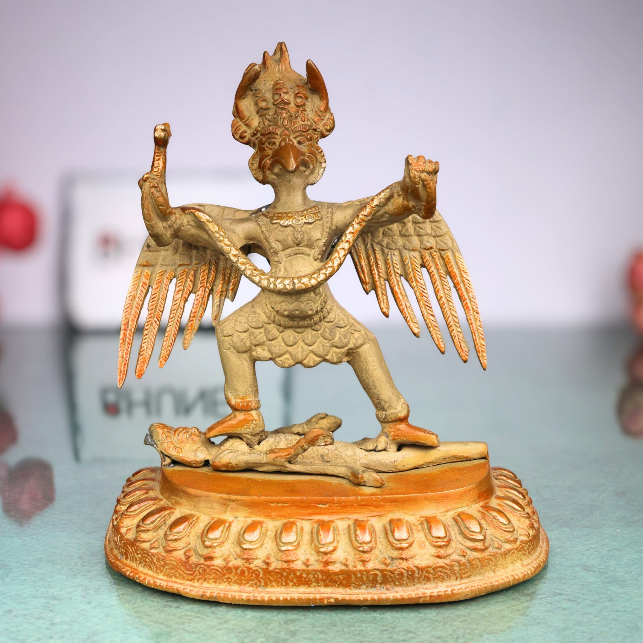 Handcrafted Brass Garuda Vahana Idol – Vishnu Vahana Suparna Pakshiraja Statue for Pooja, Home Temple & Decor