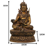 Brass Padmasambhava Idol | Guru Rinpoche Statue | Lotus Born Master Murti | Tibetan Buddhist Lama Sculpture for Home Temple & Meditation Decor, Gold, 13 Inch, 1 Piece