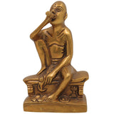 Handcrafted Brass Gajanan Maharaj Idol | Shegaon Maharaj Murti | Solid Brass Saint Sculpture for Home Temple Pooja & Spiritual Decor, Gold, 5 Inch, 1 Piece