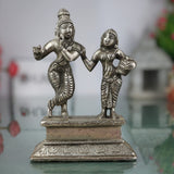 Brass Radha Krishna Idol | Radha Krishna Murti Moorti Vigraha Pratima Statue | Peetal Pital Pittal Divine Couple Sculpture for Home Decor, Pooja Mandir & Wedding Gift