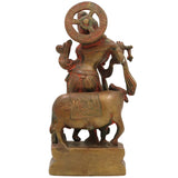 Brass Krishna with Cow Idol | Bal Gopal Govinda Murti | Peetal Kanhaiya Statue for Puja, Home Decor & Gifts, Gold, 8 Inch, 1 Piece