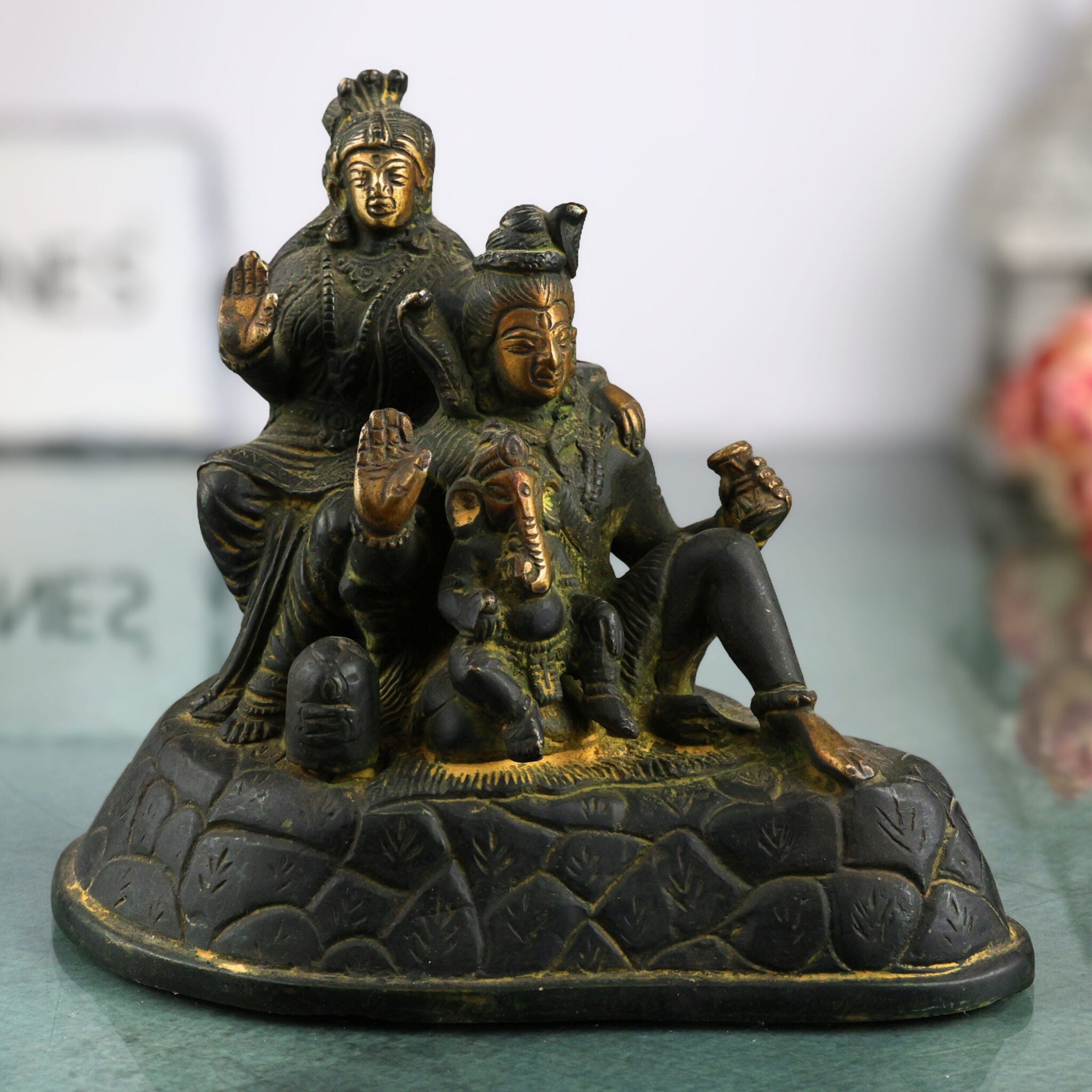 Brass Shiv Pariwar Sculpture With Parwati, Ganesha, Shiva And Lingam | Shiv Pariwar | Shivaparivar | Shivparivar Murti