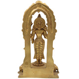 Handcrafted Brass Mahalakshmi Idol with Prabhavali | Lakshmi Devi, Shri, Kamala, Padma, Ashta Lakshmi Murti for Pooja, Temple & Home Decor, Gold, 9.5 Inch, 1 Piece