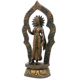 Handcrafted Brass Lakshmi Devi Idol with Prabhavali – Mahalakshmi | Kamala | Padmavati | Ashta Lakshmi | Shree Sculpture for Pooja, Home & Temple Decor, Multicolor, 5 Inch, 1 Piece