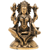 Handcrafted Brass Mahalakshmi Idol – Shri Laxmi | Gajalakshmi | Padmavati | Ashta Lakshmi Murti for Pooja, Home Temple & Gift,Gold, 3.5 Inch, 1 Piece