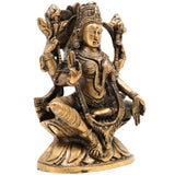 Handcrafted Brass Mahalakshmi Idol – Shri Laxmi | Gajalakshmi | Padmavati | Ashta Lakshmi Murti for Pooja, Home Temple & Gift,Gold, 3.5 Inch, 1 Piece